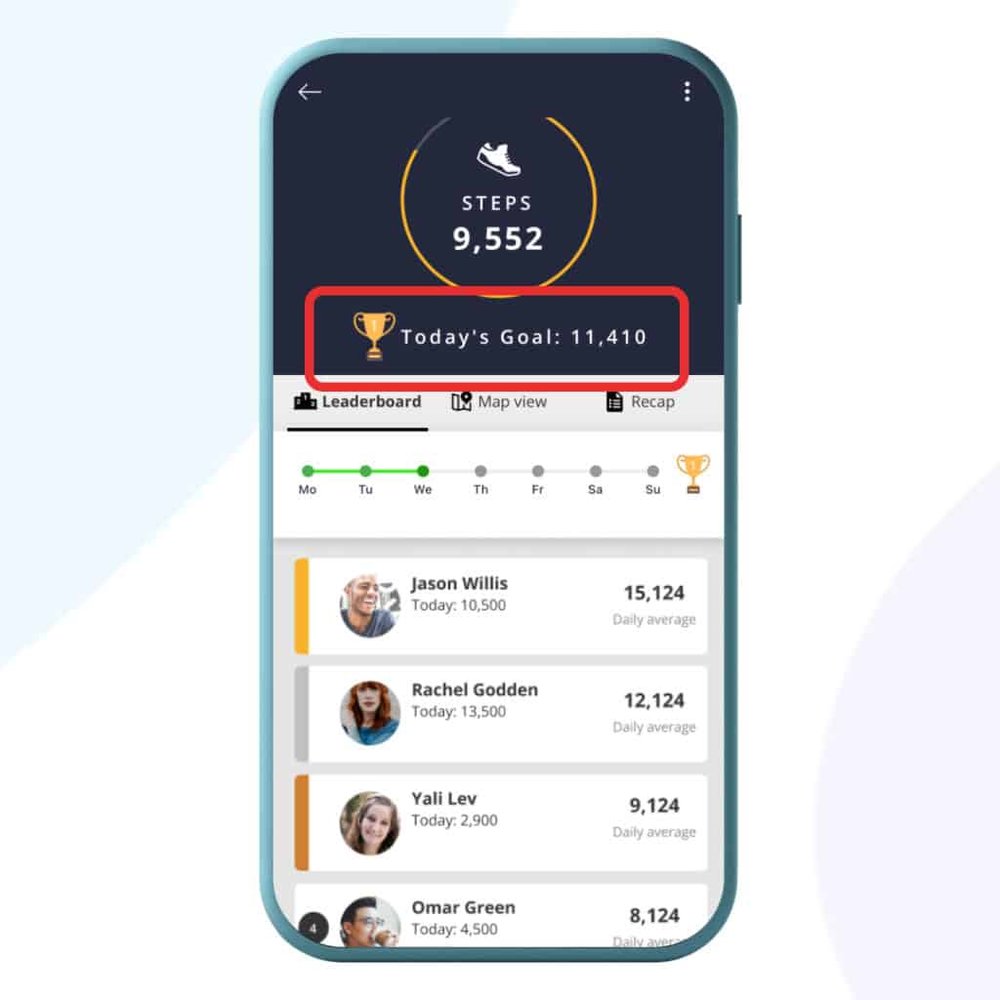 The Reaction Club app provide a daily step goal